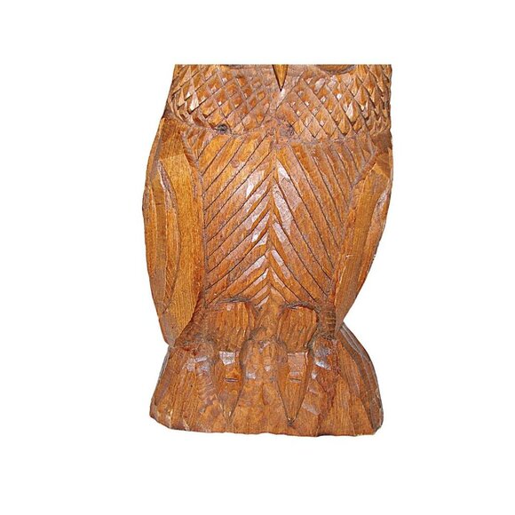 Vintage Handcrafted Wooden Sculpture Statue Art Home Decor Owl Figurine 12" Tall - Picture 3 of 11